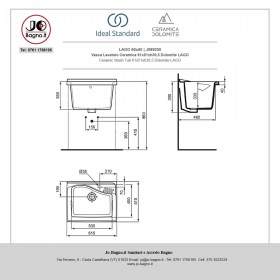 Scheda tecnica vasca lavatoio rettangolare 61x50 Lago