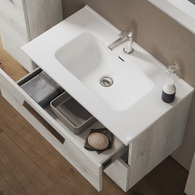 lavabo rettangolare in ceramica da incasso con mobile sospeso per collezione Angela1