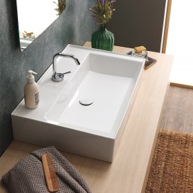 Lavabo appoggio Rettangolare JOLLY 71X46 con foro rubinetteria SM CERAMICHE