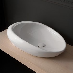 Lavabo ovale appoggio ceramica Moai 71