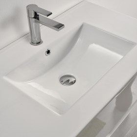 LAV01-02-03 Lavabo del Mobile Bagno Sospeso GRACE2 Mobile Bianco Lucido con catena Quercia Naturale