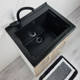 Lavatoio in ceramica Nero con mobile Domina MIX Bianco Wood Mountain