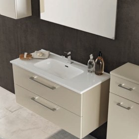 lavabo rettangolare in ceramica da incasso con mobile sospeso per collezione Maya1 da 100