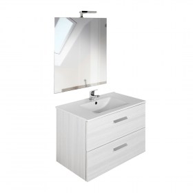 Offerta inclusa di: Mobile da 80 + Lavabo in Ceramica + Specchio da 80 + Lampada - PRONTA CONSEGNA