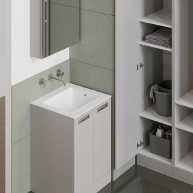 Mobile bagno a terra con doppia anta per piccoli ambienti 60x55 