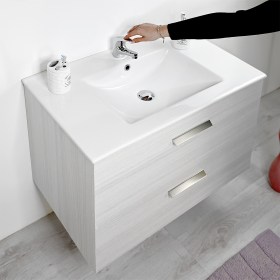 Mobile Bagno Sospeso 80 cm Arredo Moderno con Colore Rovere Chiaro - OFFERTA LIMITATA