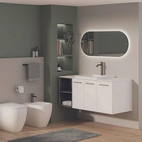 Mobile bagno lavanderia sospeso 130 cm con lavabo Ghost doppio uso