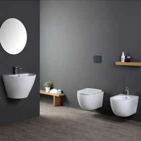 Sanitari Bianchi lucidi 52x36 sospesi Nemesi 52 Ghost Nero Ceramica