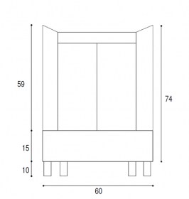 Scheda tecnica Mobile con lavatoio a tutta vasca 60x50, compreso di sifone e piletta nella colorazione Beige