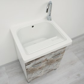 Vasca lavatoio in ceramica 60x60 con strizzatoio