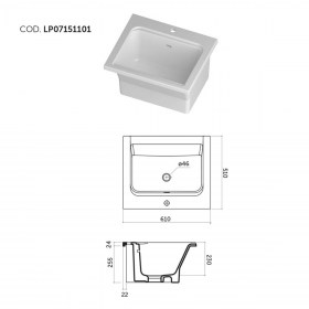 Lavatoio 60x51xh27 Yorkshire incasso Ceramica